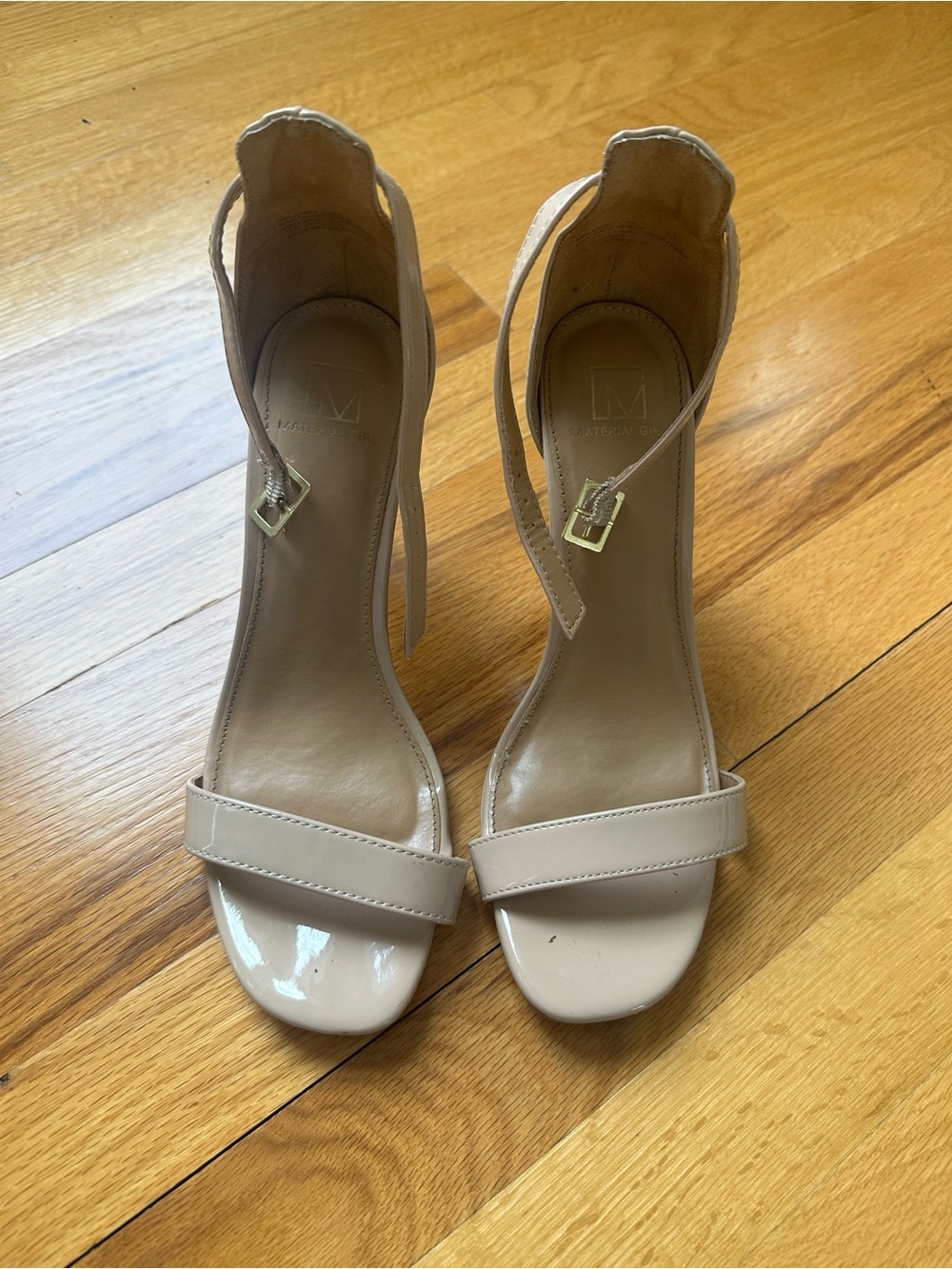 Blair Nude Patent Ankle-Strap Heels